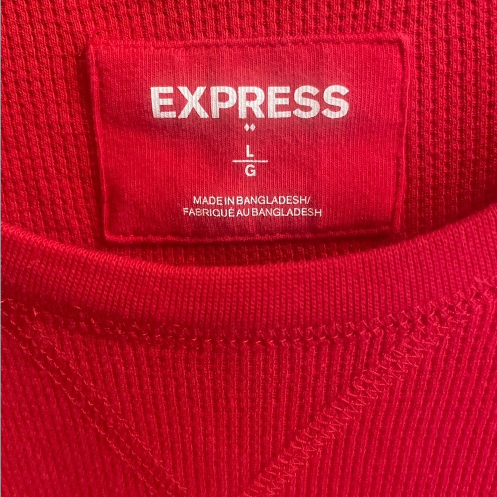 Express Men’s Red Waffle Long Sleeve Top Size Large‎ - Picture 2 of 4